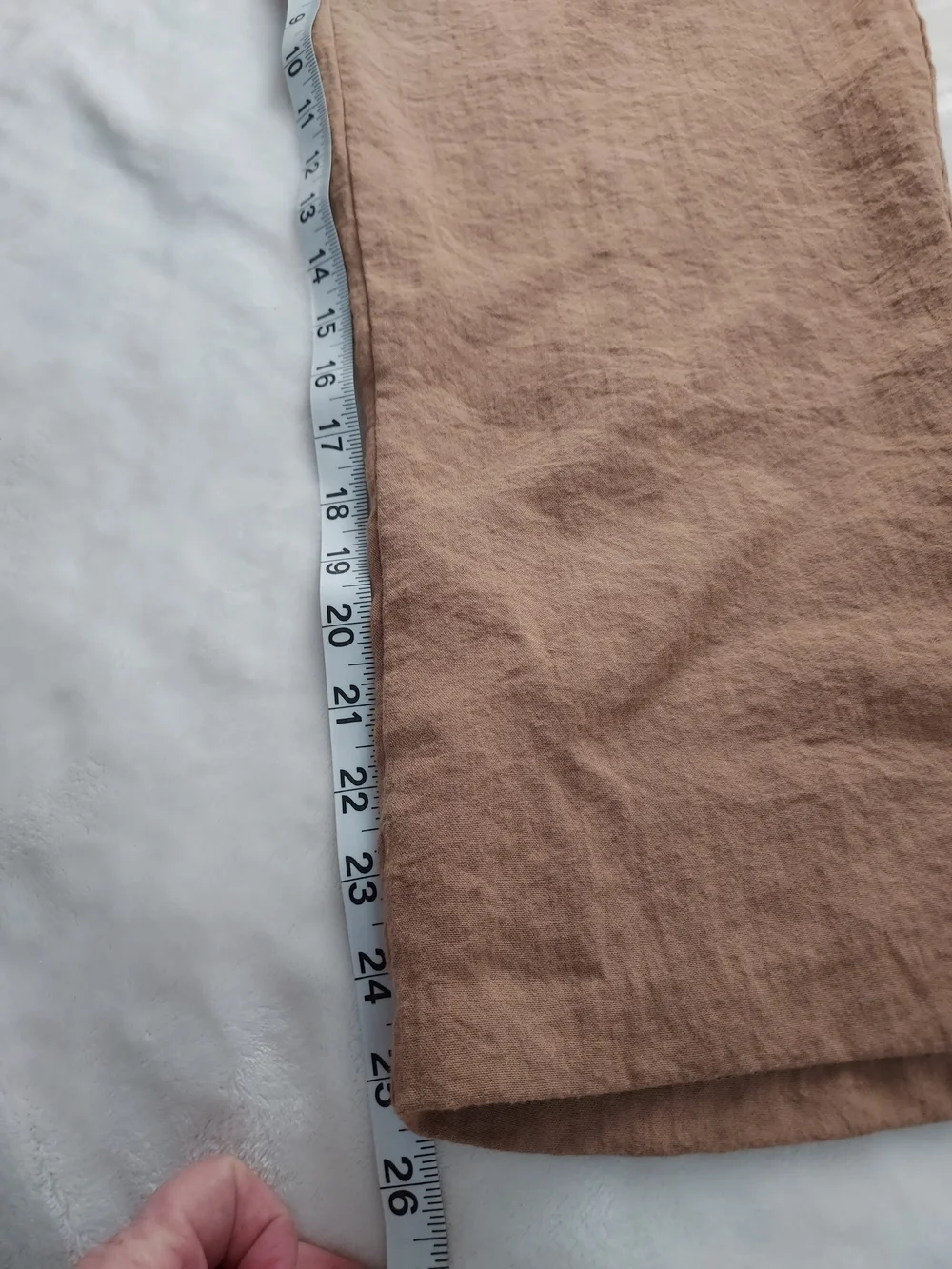 H&M Linen Blend Pull On Pants Dark Beige Travel Resort Comfort Vacation Beachy
